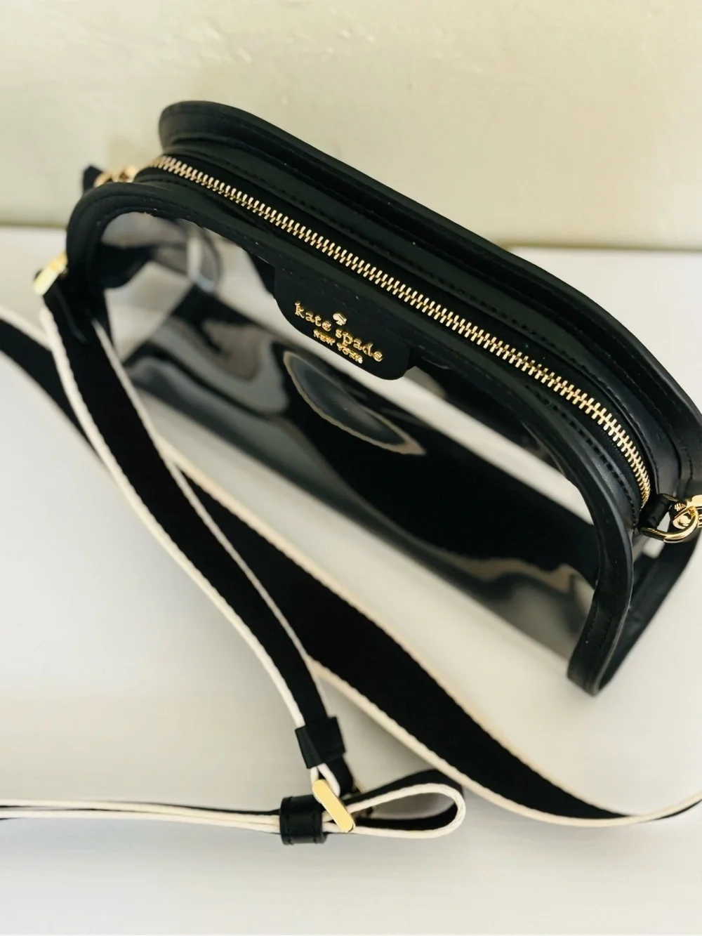 Kate Spade Clare Clear Small Dome Crossbody Bag Black Multi Stadium Bag NWT - Picture 4 of 16